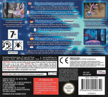 Spyro - Shadow Legacy (Europe) (En,Fr,De,Es,It,Nl) box cover back